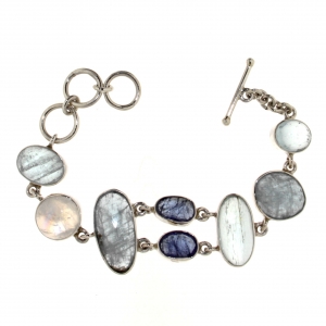 Bracelet in 925 Silver with Aquamarine and Tanzanite